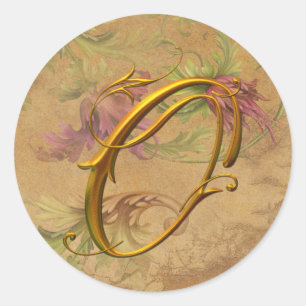 Sello de Boda de KRW Vintage Floral Gold O Monogra