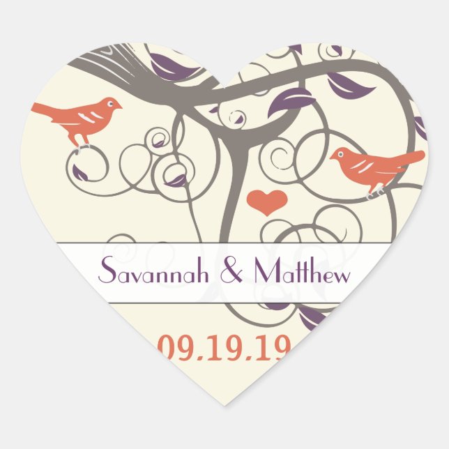 Sello de Boda de Naranja morado y árbol giratorio  (Anverso)