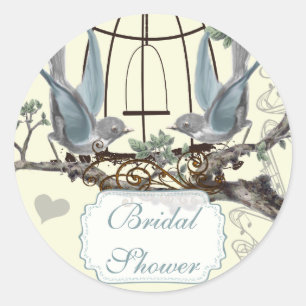 Sello de boda de pájaro azul vintage para ducha de