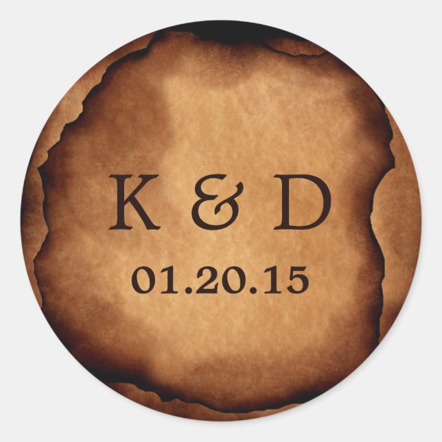 Sello de Boda de papel antiguo quemado (Anverso)