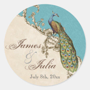 Sello de Boda de Peacock y Etchings de época