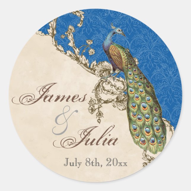 Sello de Boda de Peacock y Etchings de época (Anverso)