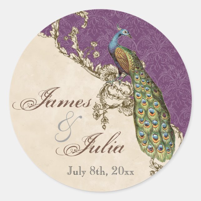 Sello de Boda de Peacock y Etchings de época (Anverso)