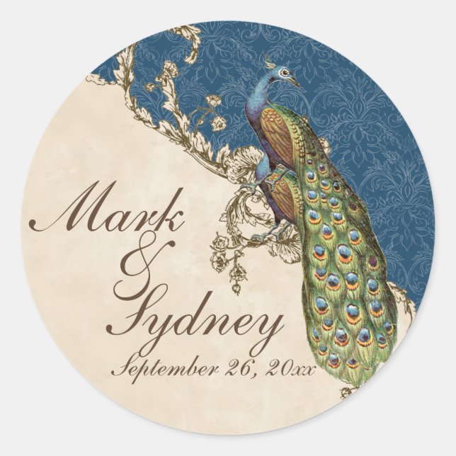 Sello de Boda de Peacock y Etchings de época (Anverso)
