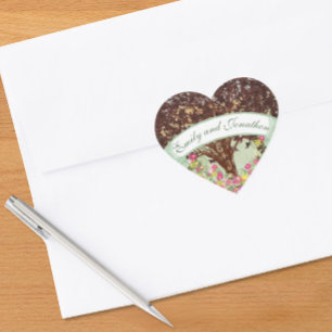 Sello de Boda de roble marrón rosa y amarillo