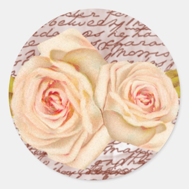 Sello de Boda de Rosa Vintage (Anverso)