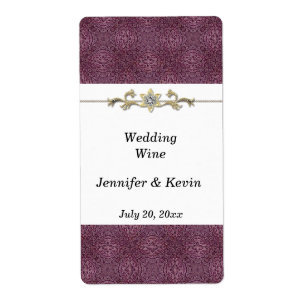 Sello de Boda de vino elegante morado y dorado
