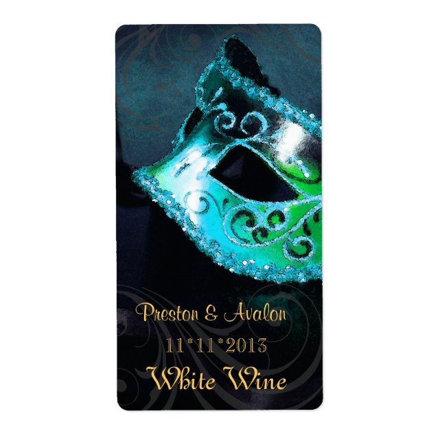 Sello de Boda de vino Verde azulado de Venecia (Frente)