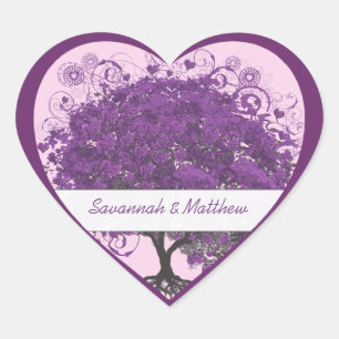 Sello de Boda del Árbol de Hoja de Corazón de Ciru