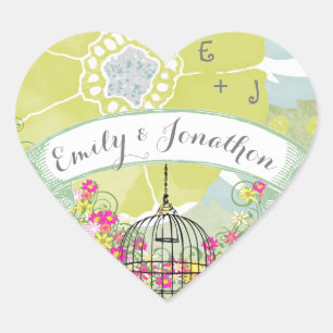 Sello de Boda floral rosa y amarillo