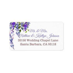 Sello de Boda moderno con glicinia morada