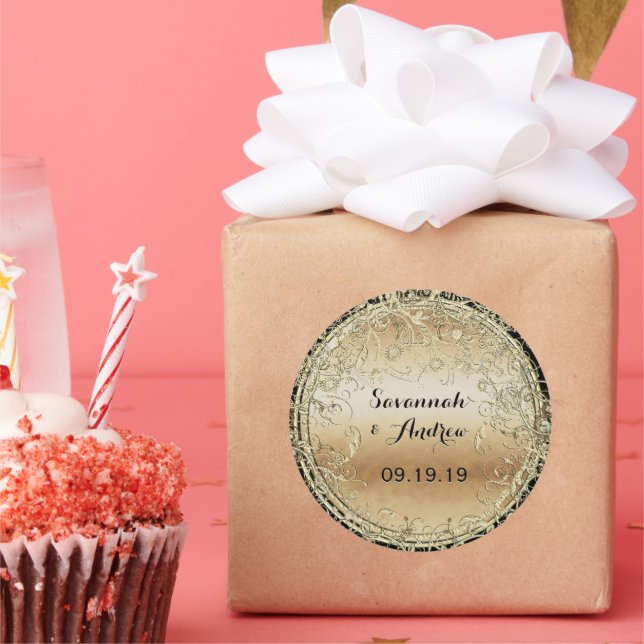 Sello de Boda negro y dorado (Fiesta)