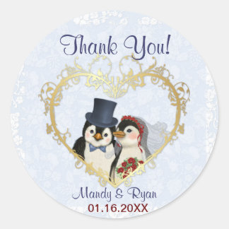 Sello de Boda pingüino - Gracias