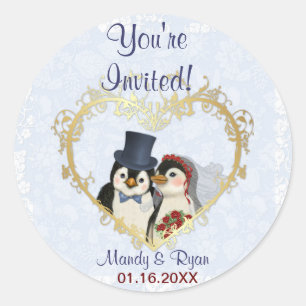 Sello de Boda pingüino - Gracias