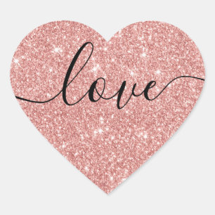 Sello de Boda Rosa Gold Purpurina Love Script