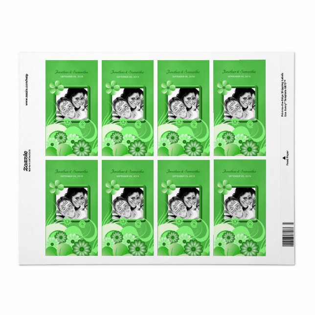 Sello de Boda Verde Hibiscus Big Photo Favor Wine (Hoja Entera)