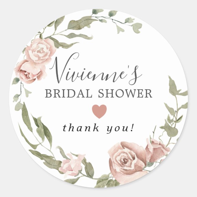 Sello de bonito Dusty Pink Floral Bridal Shower Fa (Anverso)