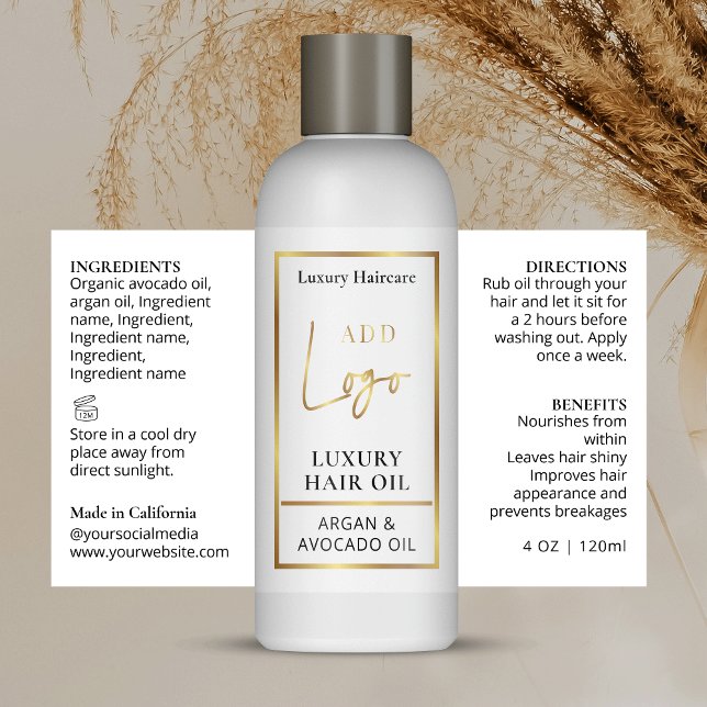 Sello de botella cosmético elegante con logotipo d (Trendy and chic faux gold product label, can be used for disc cap, spray, dropper or cosmo bottles)