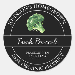 Sello de brócoli ecológico fresco del jardín de la