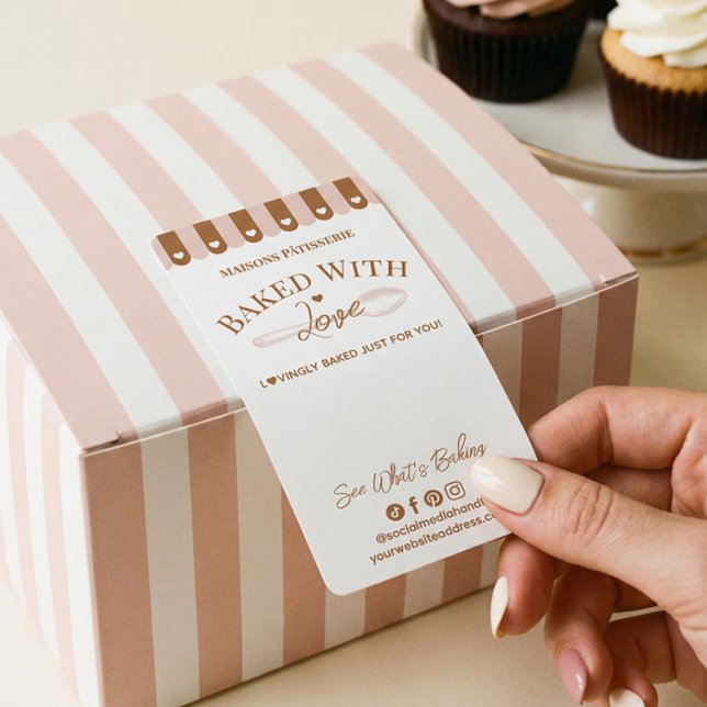 Sello de caja de panadería de cuchara horneada con (Chic Awing Baked With Love Spoon Bakery Box Seal Label)