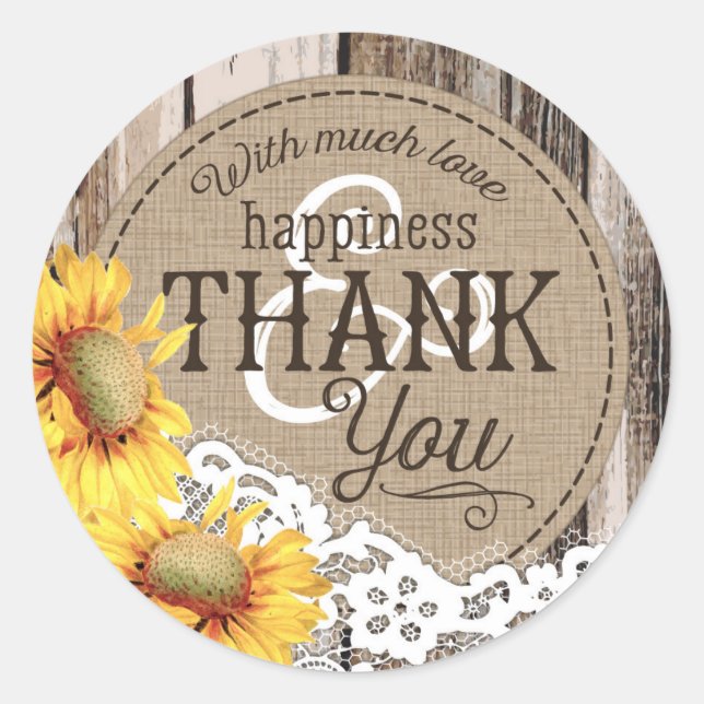 Sello de casamiento rústico de madera de girasol (Anverso)