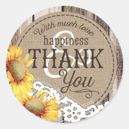 Sello de casamiento rústico de madera de girasol