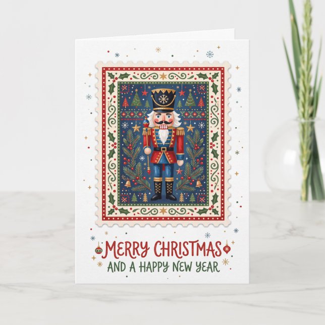Sello de cascanueces vintage Feliz Navidad (Anverso)
