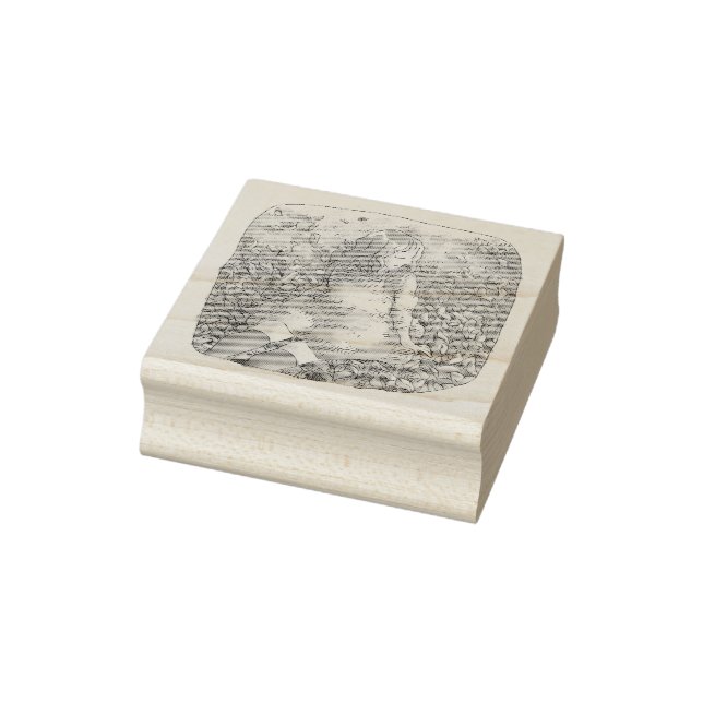 SELLO DE CAUCHO さやれむじ　秋の落ち葉の上に座る女性 (Sello)