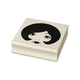 Sello De Caucho 1960s cartoon womans face makeup beauty art