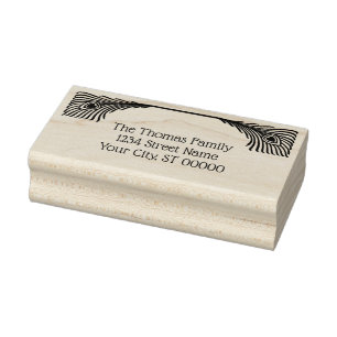 Sello De Caucho 2 Plumas de pavo real Art Nouveau