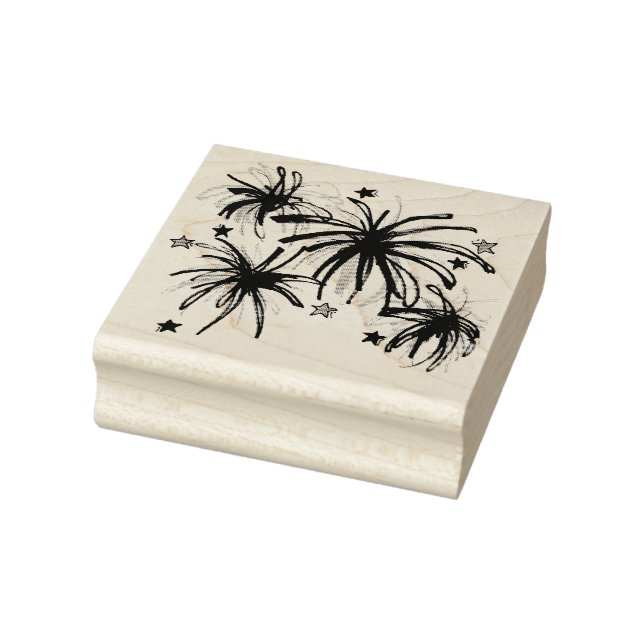 Sello De Caucho 4 de julio: Estrella patriótica de fuegos artifici (Sello)