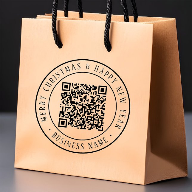 Sello De Caucho 4X5 Merry Christmas & Happy New Year QR Code (Subido por el creador)