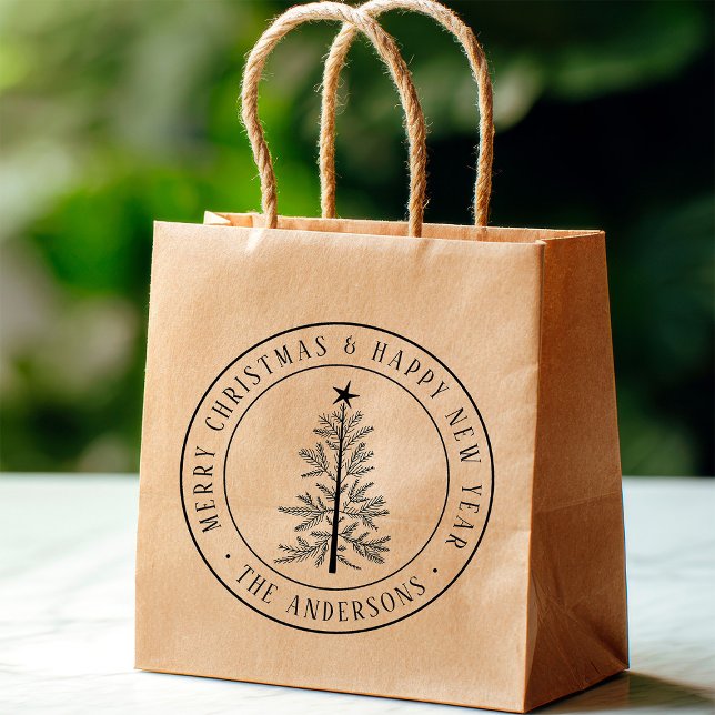 Sello De Caucho 4X5 Merry Christmas & Happy New Year Round (Subido por el creador)