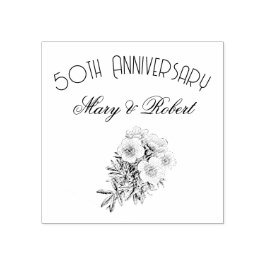 Sello De Caucho 50 aniversario florecido - personalizado