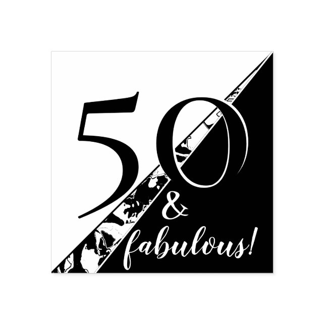 Sello De Caucho "¡50 y fabuloso!" pop de cumpleaños (Impresión)