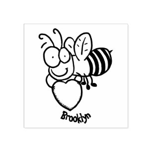 Sello De Caucho Abeja graciosa y linda con ilustracion personaliza