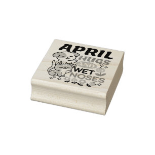 Sello De Caucho Abrazos de abril y nariz húmeda - Perro y gato ado