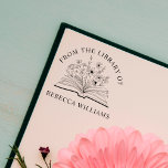 Sello De Caucho Abrir libro y flores tu nombre desde la biblioteca<br><div class="desc">Añade un toque personal a tus libros con el sello de arte de madera "Tu nombre abre el libro y flores de la biblioteca de". Con un libro abierto muy bien ilustrado adornado con delicadas flores, este sello de arte de madera personalizado muestra elegantemente "Desde la biblioteca de" seguido de...</div>