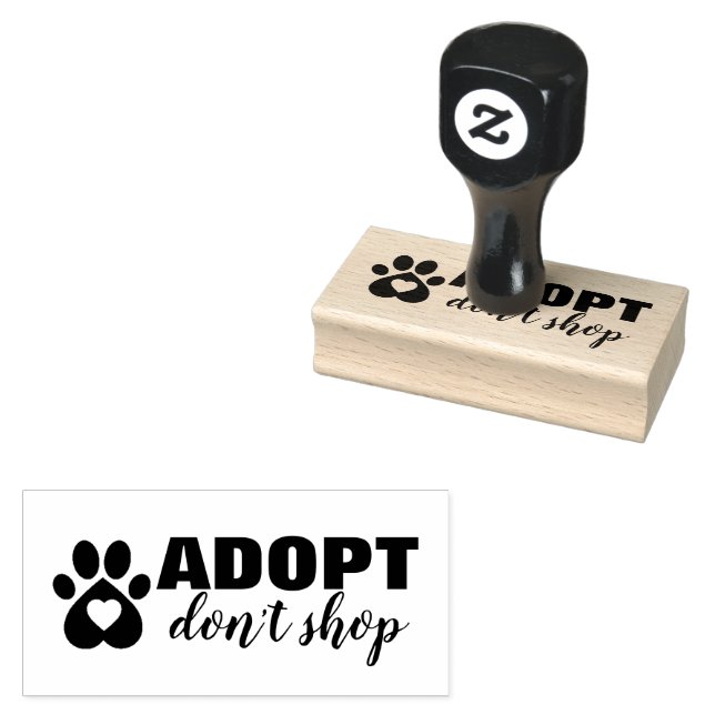 Sello De Caucho Adoptar el Mascota No Comprar Rescate 1.5" x 3" Se (Sellado)