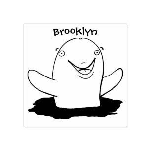 Sello De Caucho Adorable feliz ilustracion personalizado de marsop