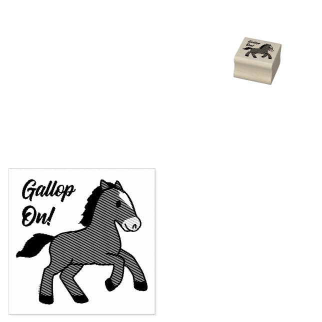 Sello De Caucho Adorable Gallop On! Happy Foal Kawaii Horse Design (Sellado)