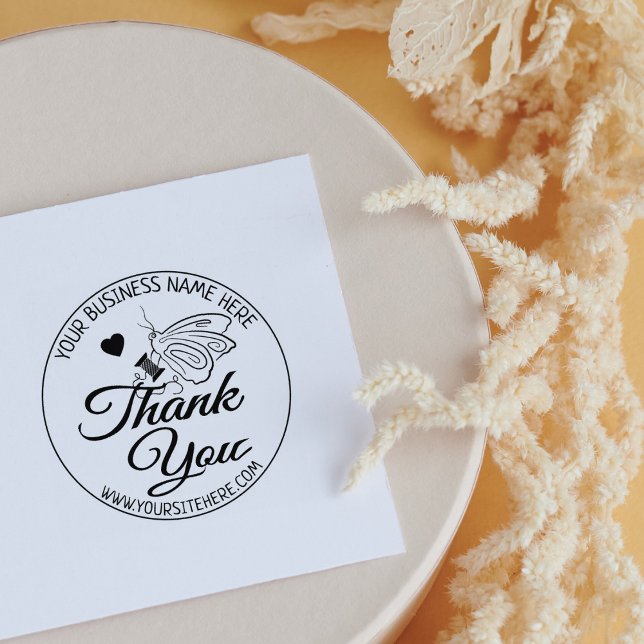 Sello De Caucho Agradecimiento de negocio de costura de mariposa (Subido por el creador)