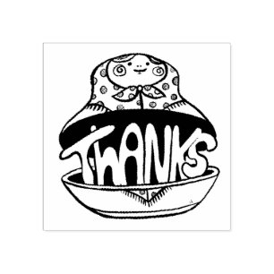 Sello De Caucho Agradecimiento Manuscrito Dentro de la Muñeca Matr