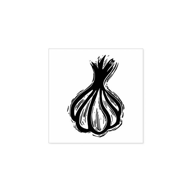 Sello De Caucho Ajo Cocinando Vegetales Jardinería Rústica Linocut (Impresión)