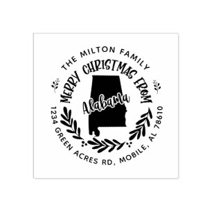 Sello De Caucho alabama rústico alegre navidad dirección de retorn