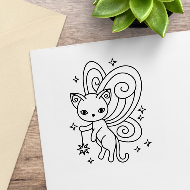 Sello De Caucho Alas de Hada de Gato Pixie Gatito (Subido por el creador)