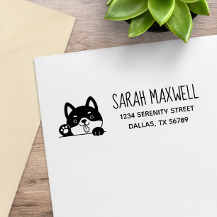 Sello De Caucho Alegre dirección del Mascota Husky Perro