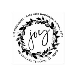 Sello De Caucho Alegría Navidades Wreath Dirección de retorno de r