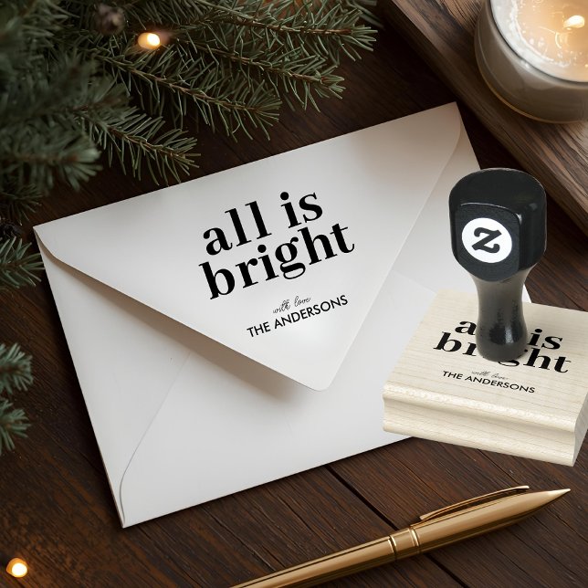 Sello De Caucho All Is Bright Personalized Christmas (Subido por el creador)