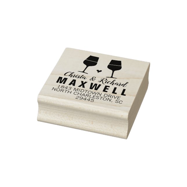 Sello De Caucho Amantes del Vino Gafas de Vino Parejas Dirección S (Sello)